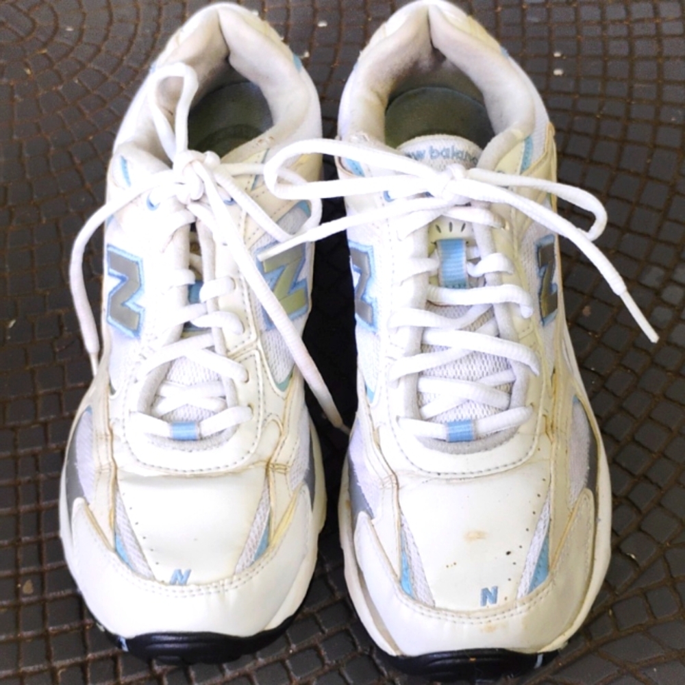 New Balance White and Blue Athletic Shoes